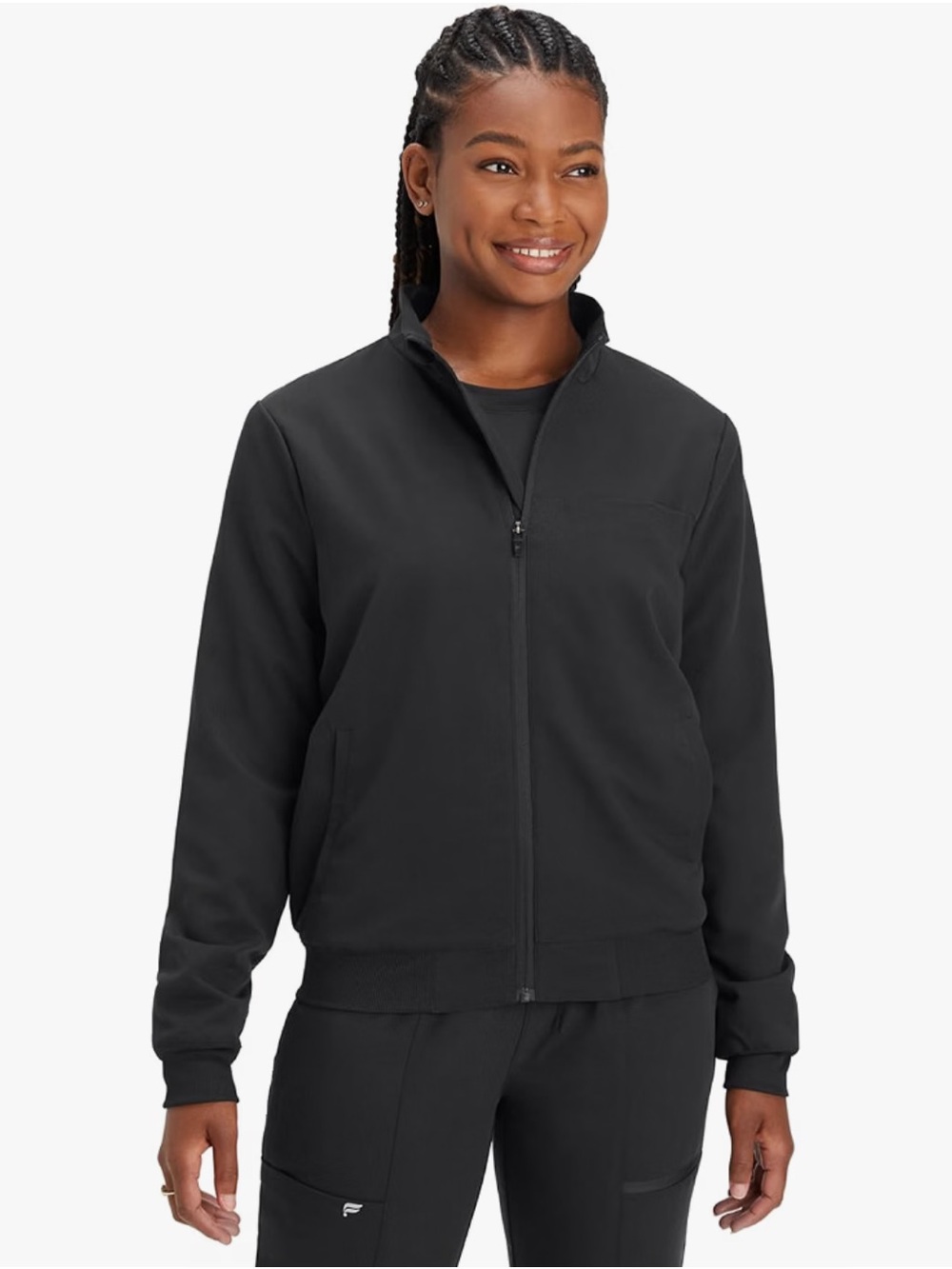 Fabletics Women's Daily 3-Pocket Scrub Jacket - Black
